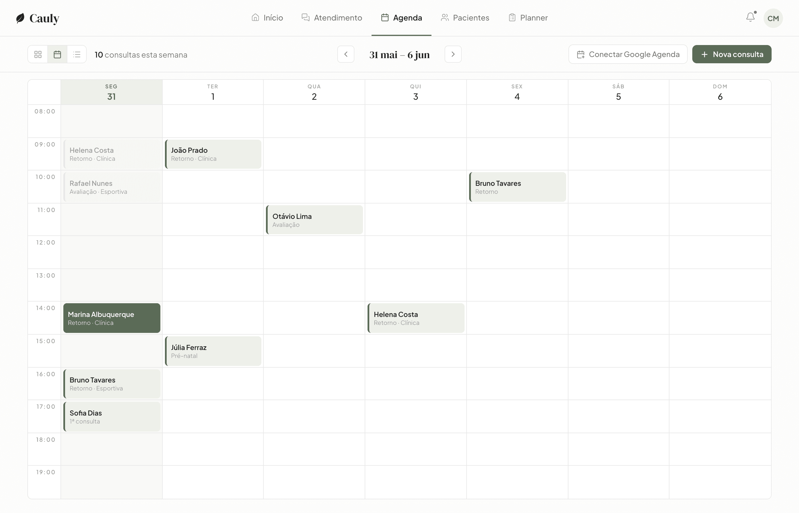 Agenda do Cauly, integrada ao Google Agenda